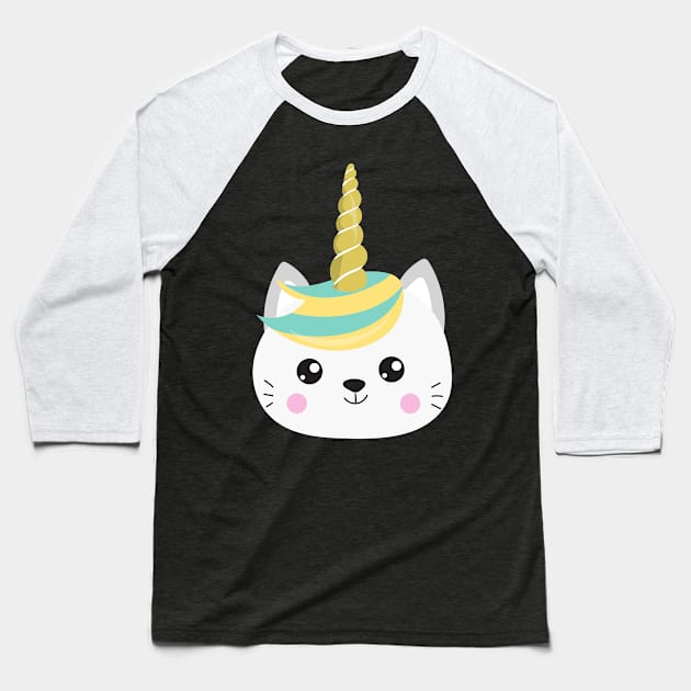 Unicorn Cat, Cute Cat, Little Cat, Kitty, Kitten Baseball T-Shirt by Jelena Dunčević